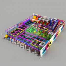 厂家定制抖音大型室内网红跳床蹦床公园旱雪滑梯淘气堡儿童乐园