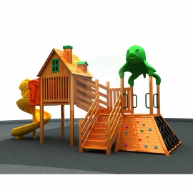 定制儿童木制滑梯幼儿园户外黄花梨木质滑梯攀爬荡桥钻洞组合玩具